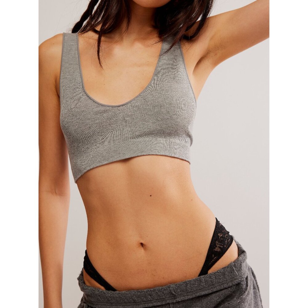 Free People Gray Ribbed Bralette